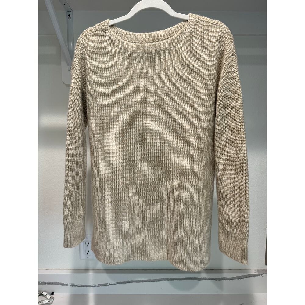 Loft Wool Blend Sweater Women's Beige Size Medium Long Fall Heavy‎